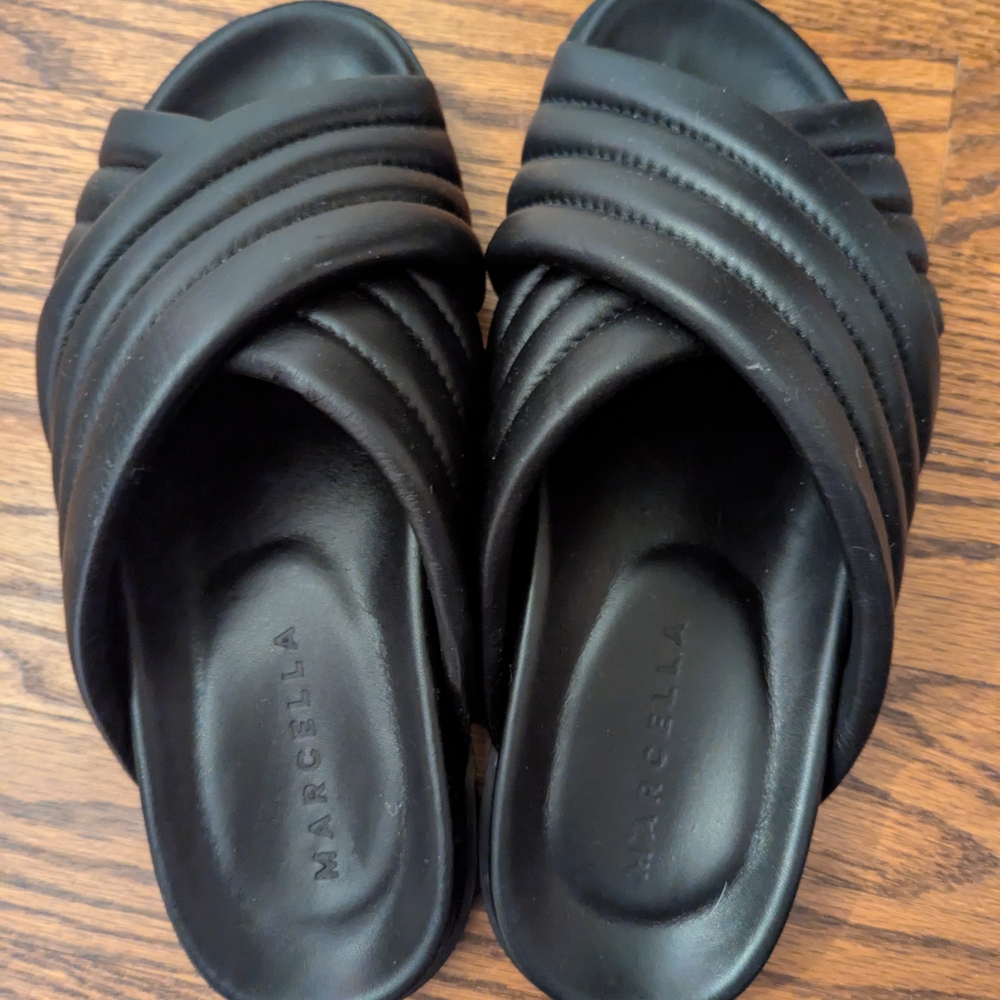 Marcella Black Slide Sandals